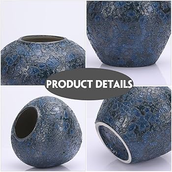  ブルー 陶器製花瓶 Amazon.co.jp: しがらき焼 丸型花瓶 藍色 ブルー おしゃれ 陶器